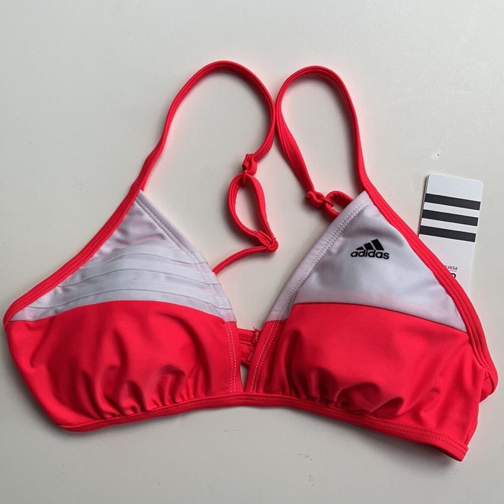 NWT Adidas Cross Back Bikini Top Neon Red - Sz 10 ♥️ - Picture 4 of 11